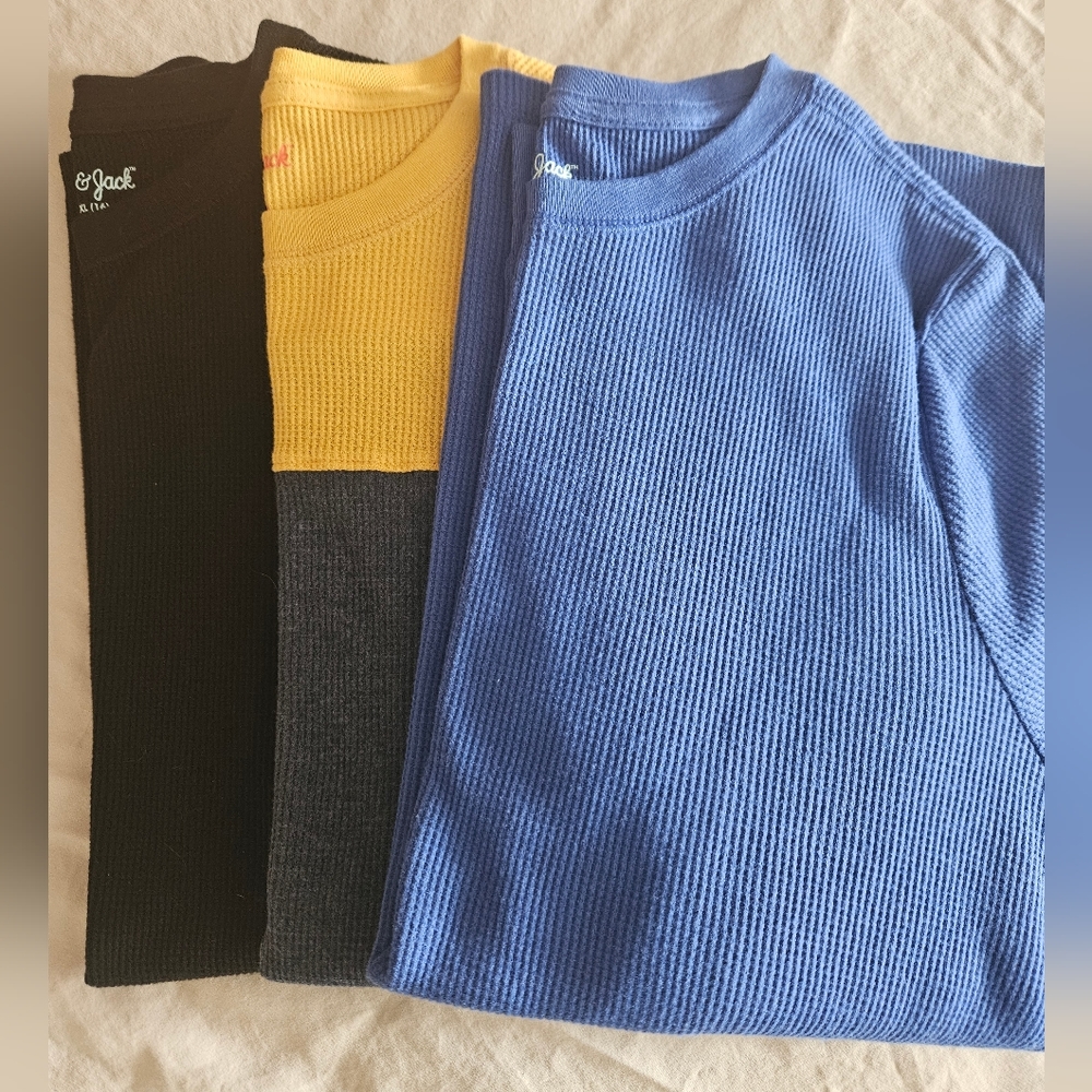 Cat & Jack Boys NWOT Size XL 16 solid long sleeve thermal shirt bundle.